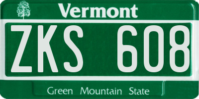 VT license plate ZKS608