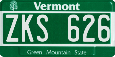 VT license plate ZKS626