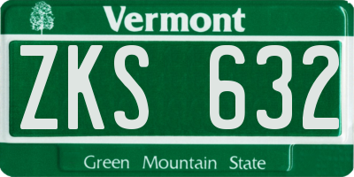 VT license plate ZKS632