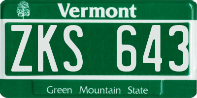 VT license plate ZKS643