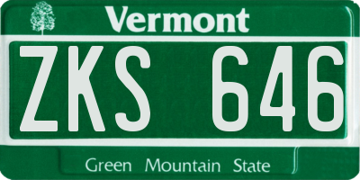 VT license plate ZKS646
