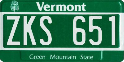 VT license plate ZKS651