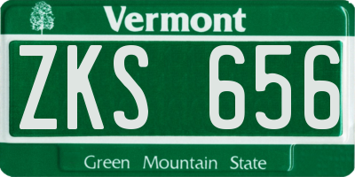 VT license plate ZKS656