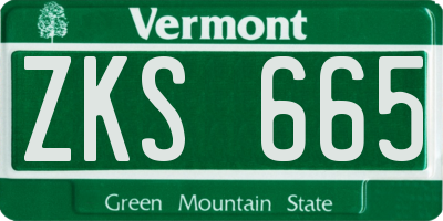 VT license plate ZKS665
