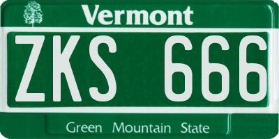 VT license plate ZKS666
