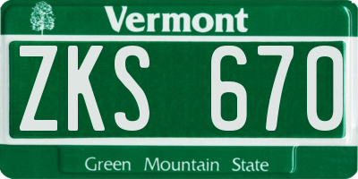 VT license plate ZKS670