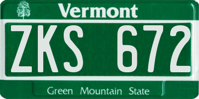 VT license plate ZKS672
