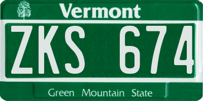VT license plate ZKS674