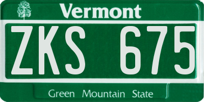 VT license plate ZKS675