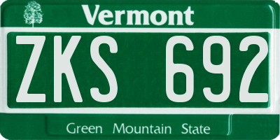 VT license plate ZKS692