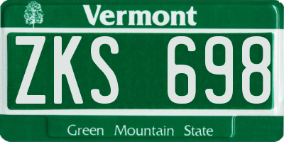 VT license plate ZKS698