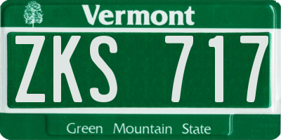 VT license plate ZKS717