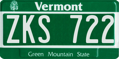 VT license plate ZKS722