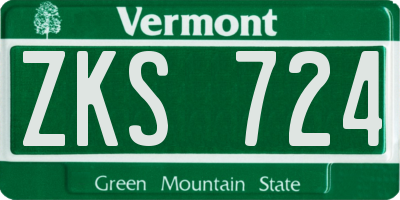 VT license plate ZKS724