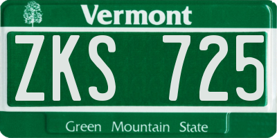 VT license plate ZKS725