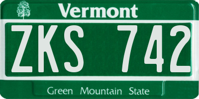 VT license plate ZKS742