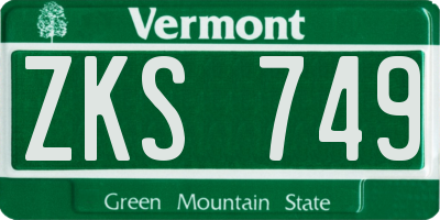 VT license plate ZKS749