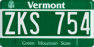 VT license plate ZKS754