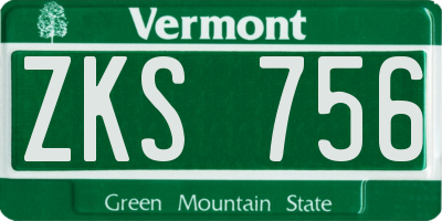 VT license plate ZKS756