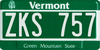 VT license plate ZKS757