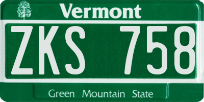 VT license plate ZKS758