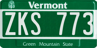 VT license plate ZKS773