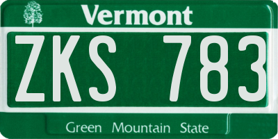 VT license plate ZKS783