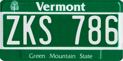 VT license plate ZKS786