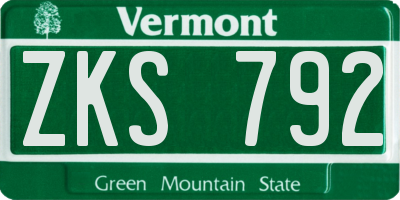 VT license plate ZKS792