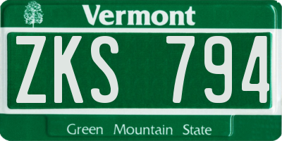 VT license plate ZKS794