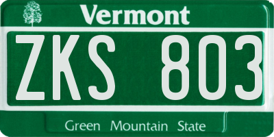 VT license plate ZKS803