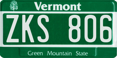 VT license plate ZKS806