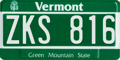 VT license plate ZKS816