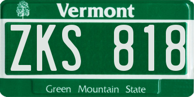 VT license plate ZKS818