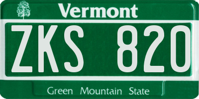 VT license plate ZKS820