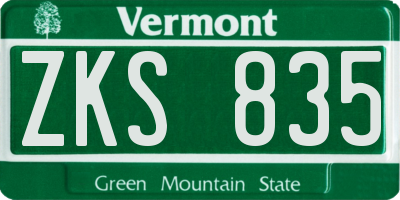 VT license plate ZKS835