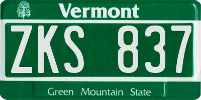 VT license plate ZKS837