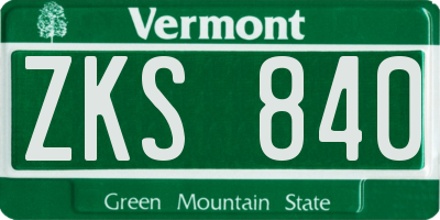 VT license plate ZKS840