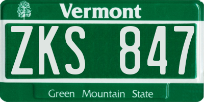 VT license plate ZKS847