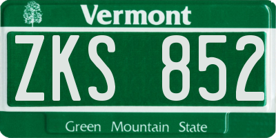 VT license plate ZKS852