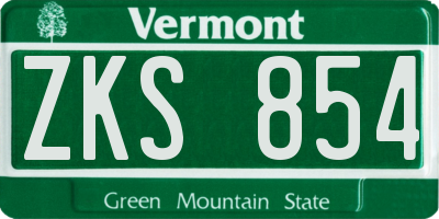 VT license plate ZKS854