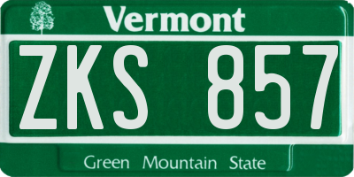 VT license plate ZKS857
