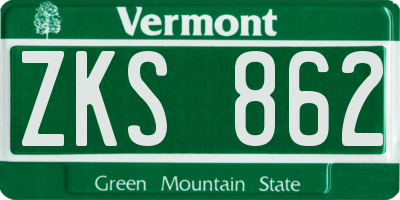 VT license plate ZKS862