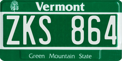 VT license plate ZKS864