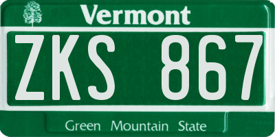 VT license plate ZKS867