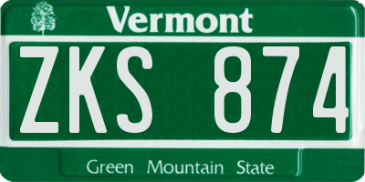 VT license plate ZKS874