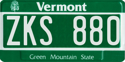 VT license plate ZKS880