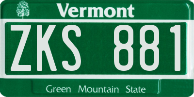 VT license plate ZKS881