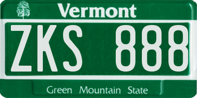 VT license plate ZKS888