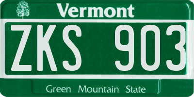 VT license plate ZKS903